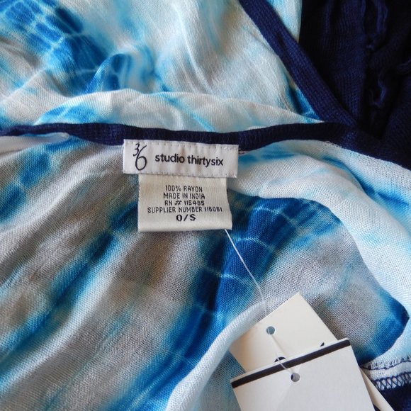New Studio 36 shawl wrap blue multi color women scarf. O/S Rayon - Picture 6 of 7